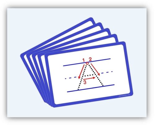 Alphastrokes flashcards illustrate the stroke order for each letter of the alphabet.